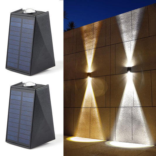 Rynx | Luhlee Solar Outdoor Wall Lamps, Ip65 Waterproof Wall Lamps, Double Color, 2 Pack For Garden & Terrace