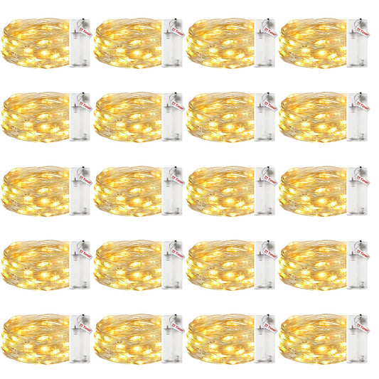 Rynx | 20 Pack Fairy Lights Battery Operated With Timer, 7Ft 20Led String Lights Waterproof Silver Wire Fairy Lights Battery Operated Twinkle Lights For Bedroom Christmas Wedding Indoor Party Decor Warm White