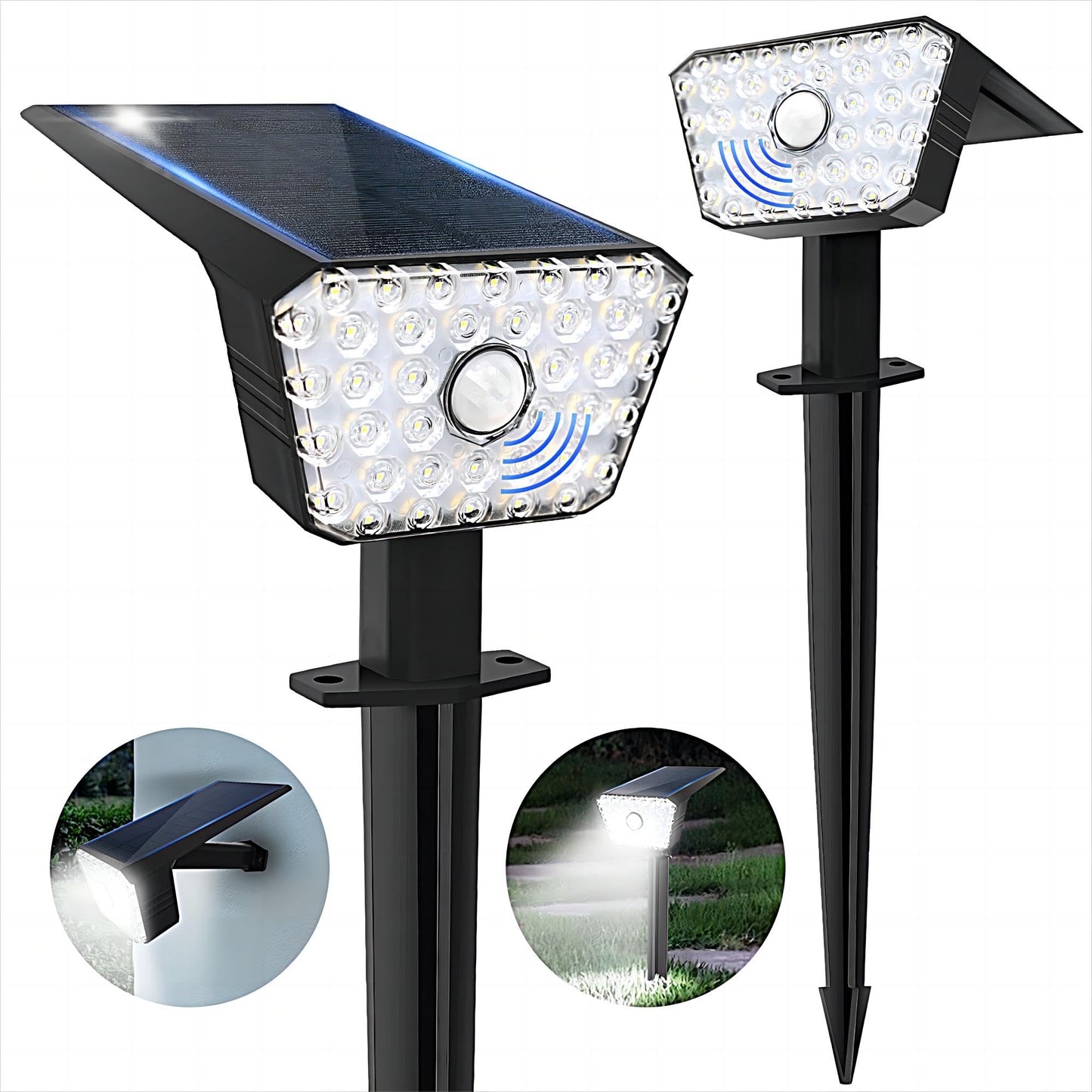 Rynx | Solar Light Outdoor Waterproof Ip 67 Motion Sensor Outdoor Light Solar Landscape Lighting Cold White 7000K Solar Garden Light 4 Modes Automatic On/Off Outdoor Solar Light For Outdoor Safety Light-2 Pack