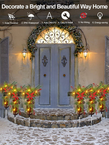 Rynx | Aiscool 2 Pack Solar Cross Stake Lights - Waterproof, Automatic On/Off, 10 LEDs For Christmas Decoration