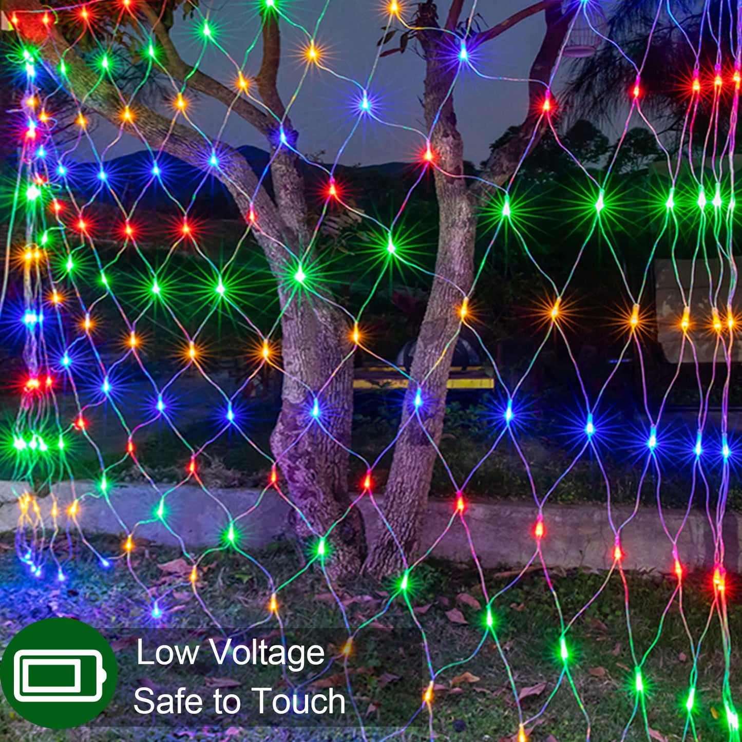 Rynx | Echosari 100 Led Waterproof Patio Garden Net Light Lace, 8 Modes Remote Control, Multicolor