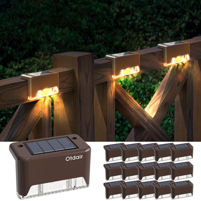 Rynx | Otdair 16 Solar Cell Deck Lights, Waterproof LED Stair & Fence Lights, Warm White Outdoor Lighting