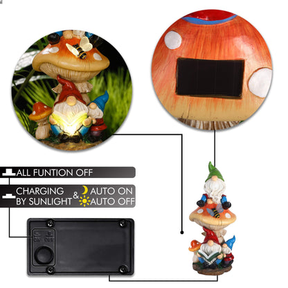 Rynx | Teresa'S Collections Garden Gnome Statue With Solar Light - 12.6" Resin Outdoor Decor