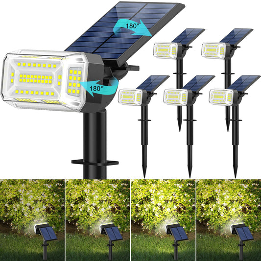 Rynx | Kipeini Solar Spotlights Outdoor Waterproof Ip65, [102 Leds /6 Pack] Solar Spotlights With Adjustable Light & Panel, 4 Modes La