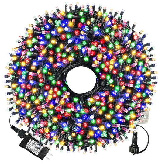 Rynx | Xtf2015 Jul Outdoor Indoor Lights, 102m 1000 Led 8 Modes Memory Function Ul Certified Timer Christmas Light Chains For Trees, Terrace, Garden, Party, Wedding, Holiday (Multicolor)