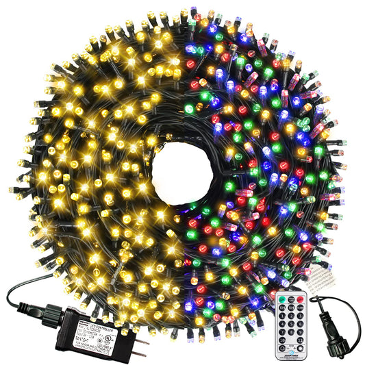 Rynx | Xtf2015 Jul Outdoor Indoor Light Sources, 105Ft 300 Led End-To-End Connected 9 Modes Timer Remote Control Christmas Light Sources For Trees, Patio, Garden, Party, Wedding, Holiday (Warm White + Multicolor)