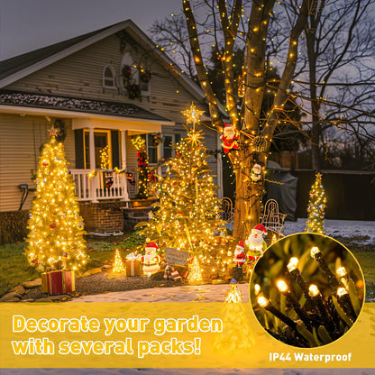 Rynx | Jmexsuss 33Ft Battery Powered Christmas Lights, 100 Led Warm White, 2 Pack, Waterproof Decor