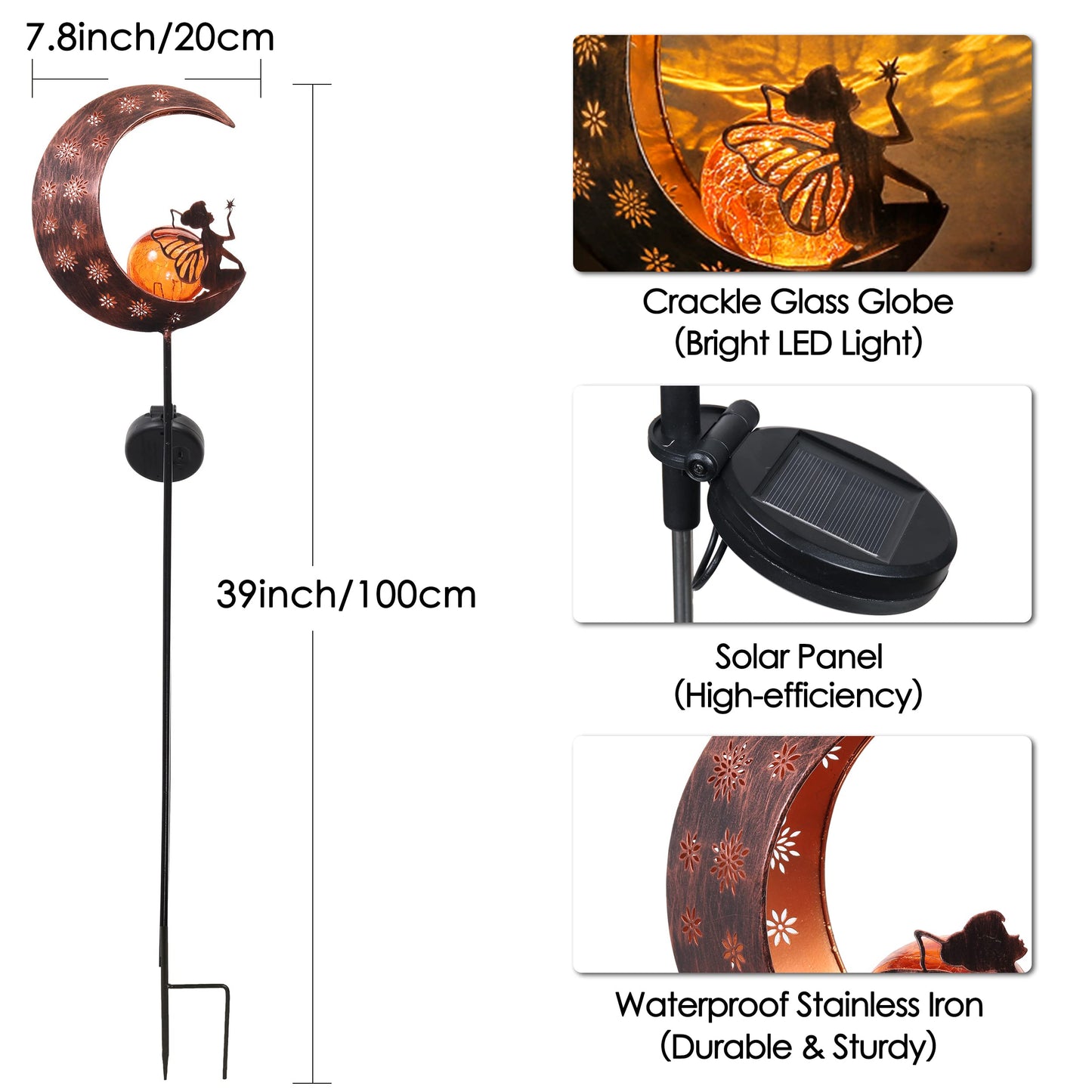 Rynx | Teresa'S Collections 39'' Sun Metal Fairy Garden Decoration - Copper Gold Garden Stake For Outdoor Gifts