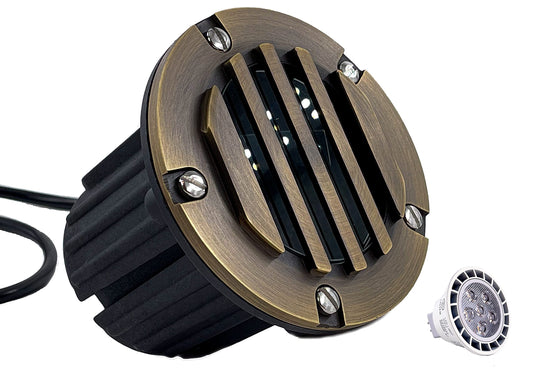 Rynx | LED Spotlights Outdoor Landscape Lighting Well Light 112 - Solid Brass In-ground Light With 7W LED Bulb Safety Landscape Light For Clear Long-lasting Home Garden Terrace Pool Area Deck Lighting