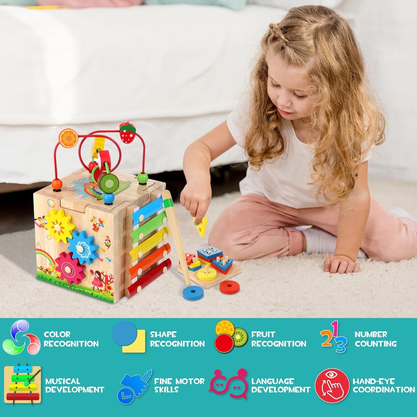 Rynx | Montessori Activity Cube - 8-in-1 Educational Toy Joy