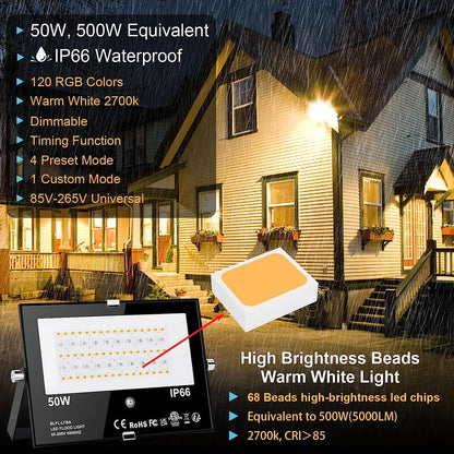 Rynx | Hydong 500W Rgb Led Floodlight - Dimmable, Remote Control, 120 Colors, 5000Lm