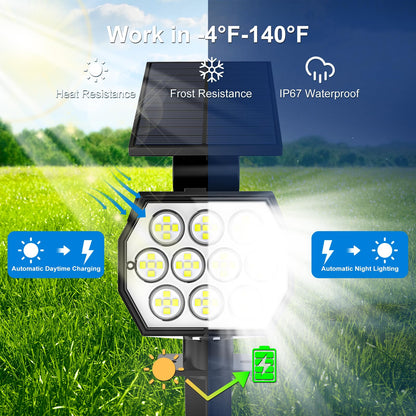 Rynx | Flaow Solar Spotlights Outdoor, 8 Pack 50Led Waterproof Ip67, Dusk-Till-Dawn Garden Lighting
