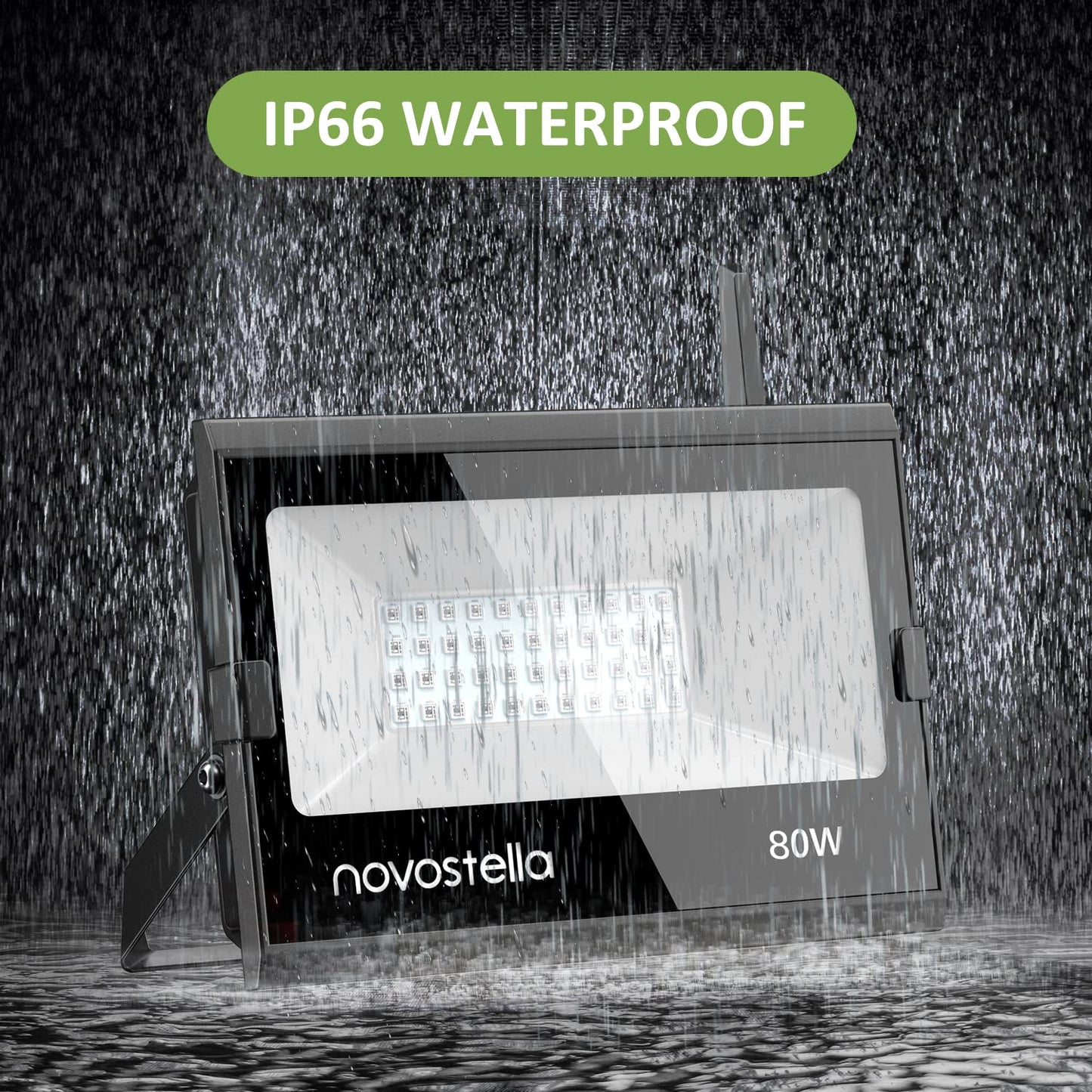 Rynx | Novostella 80W Rgb Smart Led Floodlight, Wifi Dimmable, Ip66 Waterproof, Compatible With Alexa