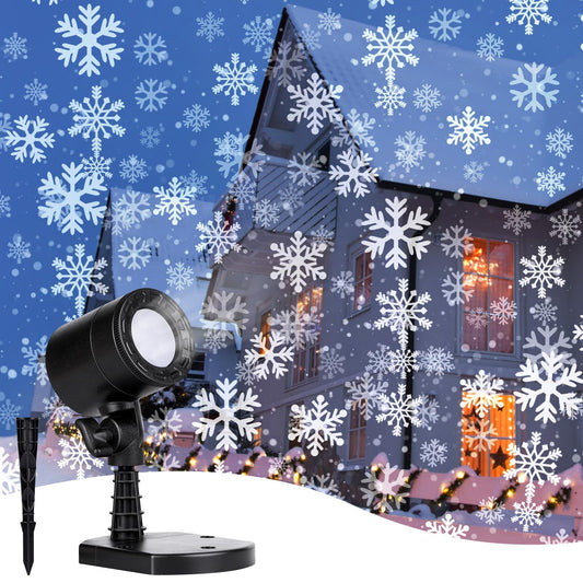 Rynx | Christmas Snowflake Projector Light Outdoor, Led Rotating Snowfall Show Light Waterproof Landscape Decorative Christmas Lighting For Xmas Holiday Party Garden Patio Indoor Home Decoration Show