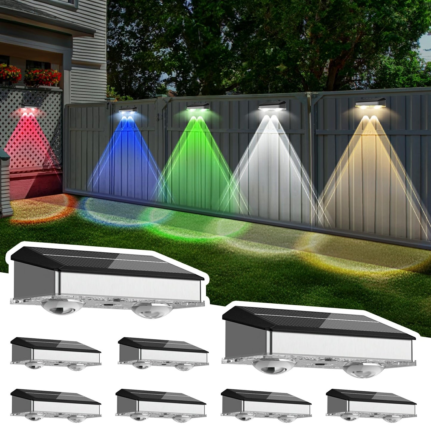Rynx | Solar Garden Lighting Outdoor 8 Pack, Color Changing + 8 Fixed Colors (Warm White, Cool White, Colored) Ip65 Waterproof High Brightness
