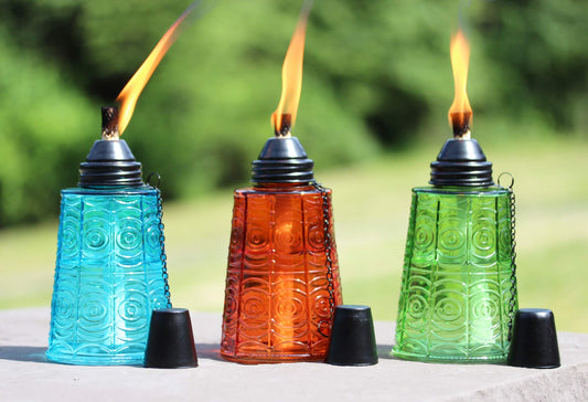 Rynx | Seraphic Citronella Table Lamp Set of 3 - Decorative Glass Lights for Outdoor Patio, Garden