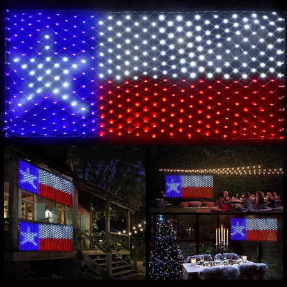 Rynx | Leisure World Led Texas Flag Net Light - 384 Patriotic Lights For Outdoor Decor, 8 Modes