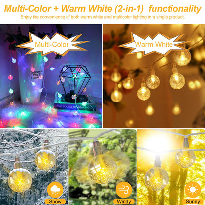 Rynx | Rxment 50Ft Multicolored & Warm White Floodlights, Expandable Crystal Ball For Indoor & Outdoor