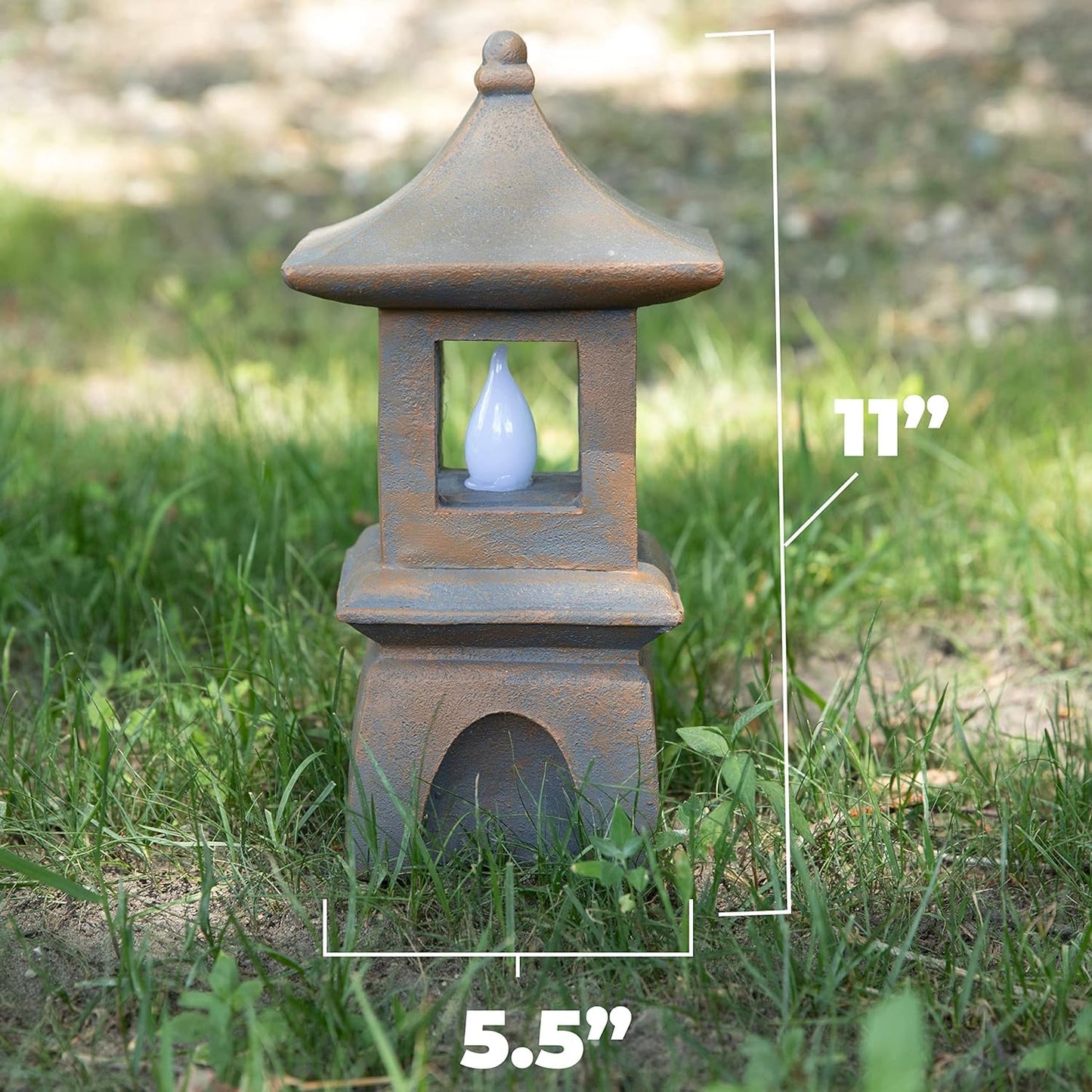 Rynx | Vp Home Solar Powered Pagoda Zen Garden Statue - Led Outdoor Lantern For Terrace, 13&quot;X6&quot;X6&quot;
