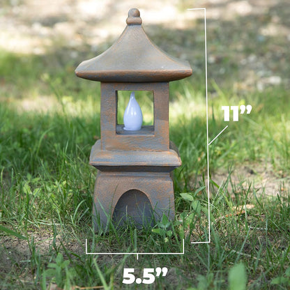 Rynx | Vp Home Solar Powered Pagoda Zen Garden Statue - Led Outdoor Lantern For Terrace, 13&quot;X6&quot;X6&quot;