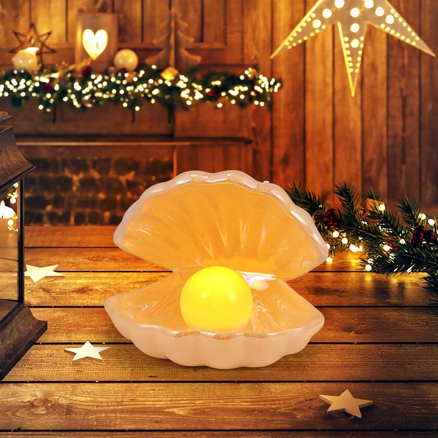 Rynx | Imikeya Pearl In The Shell Night Light - White Ceramic Bedroom Decor Lamp For Nightstand Lighting