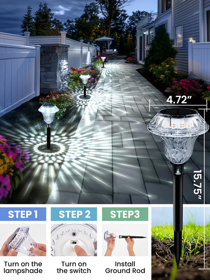 Rynx | Solpex Solar Path Light, 6 Pack Cool White Waterproof Outdoor Garden Decor
