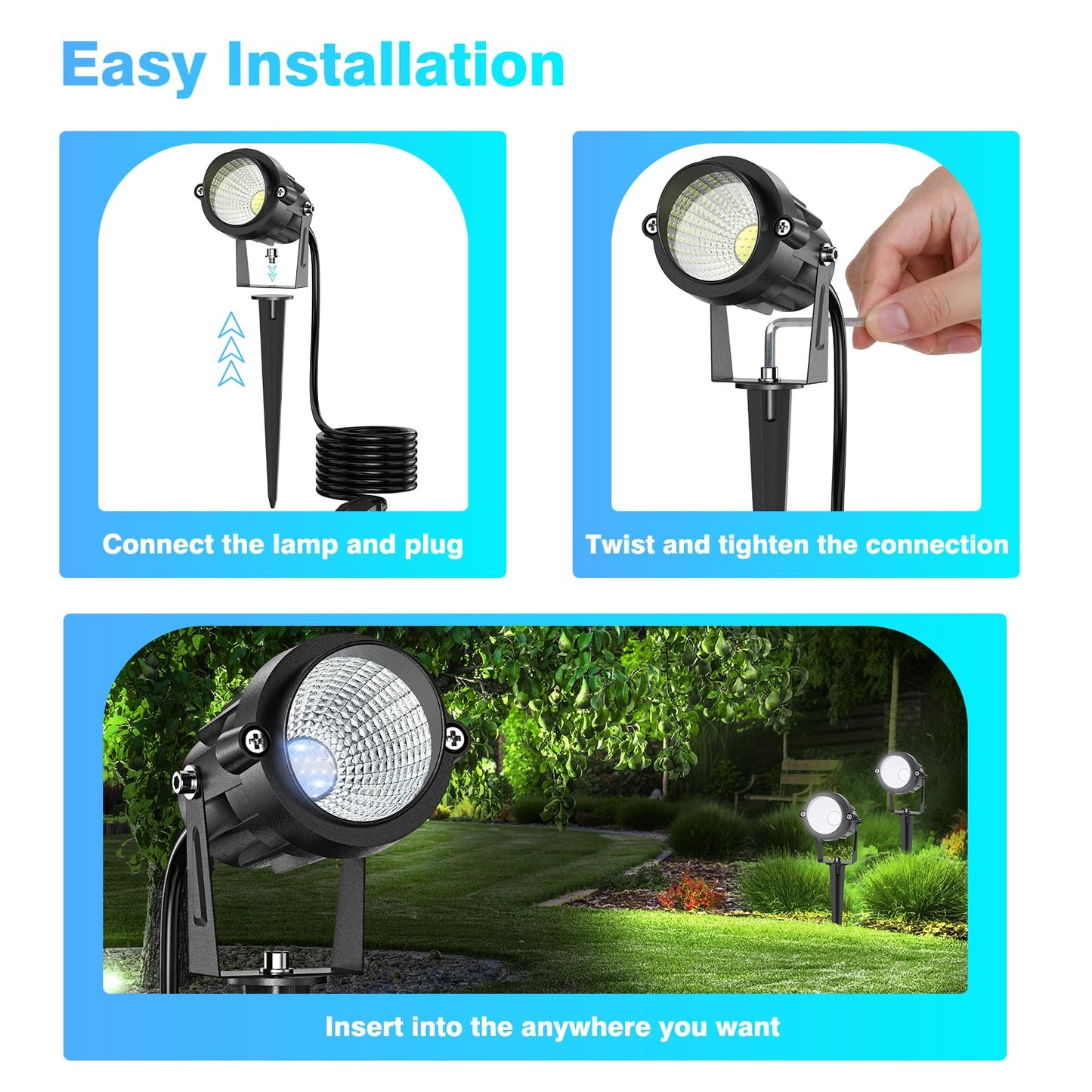Rynx | Vacuum Cleaner 1000Lm Waterproof Led Spotlights, 3500K Warm White, 2 Pack For Garden & Farm