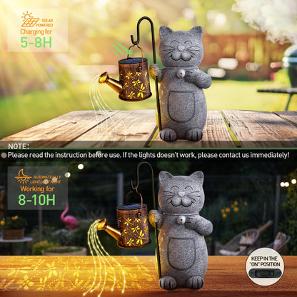 Rynx | Hinshark Solgarden Cat Statue With Kettle Light - Perfect Valentine's Day & Birthday Gifts For Cat Lovers