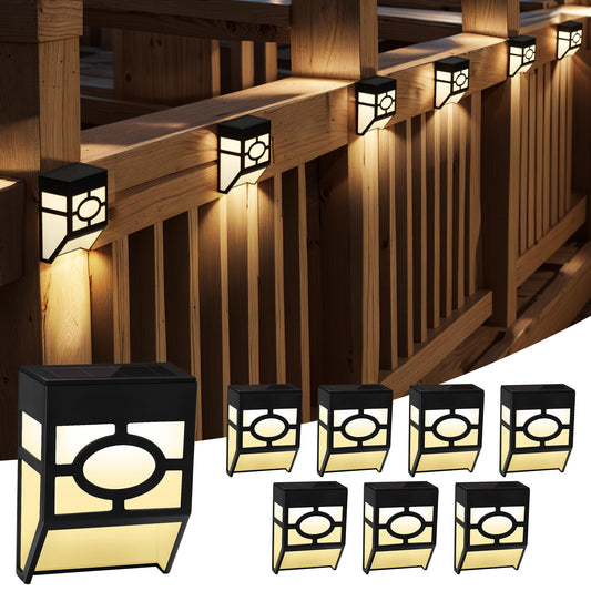 Rynx | Otdair Sunlight Outdoor, Waterproof Led Fence & Deck Lights, 8 Pack, Warm White/Multi-colored