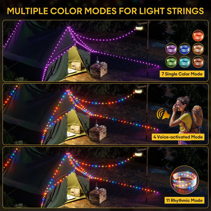 Rynx | Hokone Waterproof Camping Fairy Lights - 22 Modes, Rechargeable Led Usb Lights For Outdoor Use