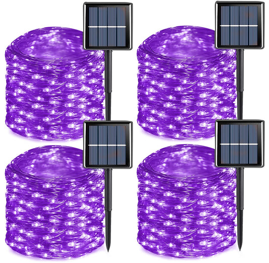 Rynx | Qitong 66Ft Purple Solar String Light, 200 LED, Waterproof, 8 Modes for Garden & Terrace Decor