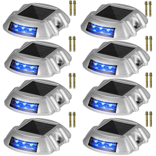 Rynx | Vevor Solar Driving Lights - 8 Pack, Waterproof, Wireless, 6 Led Blue Lights For Path, Garden, Walkway, Sidewalk, Stairs