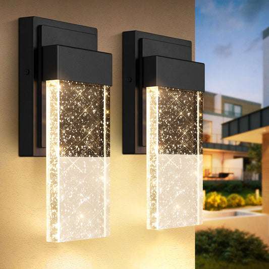 Rynx | Beslowe Waterproof Outdoor Wall Lamp, Crystal Bubble Glass, 10W LED Wall Lamp, 3000K