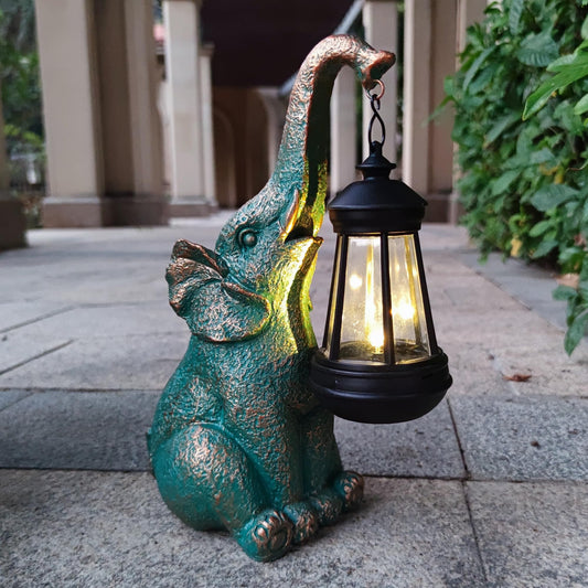 Rynx | Joybee Garden Statues Elephant With Solar Lantern Outdoor Decor - Elephant Solar Figurines Light Decorations For Patio Garden Grass