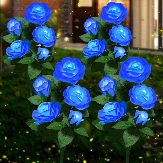 Rynx | Ywywled Sunflower Lights - 20 Blue Led Waterproof Garden Stake Lights, 4 Pack