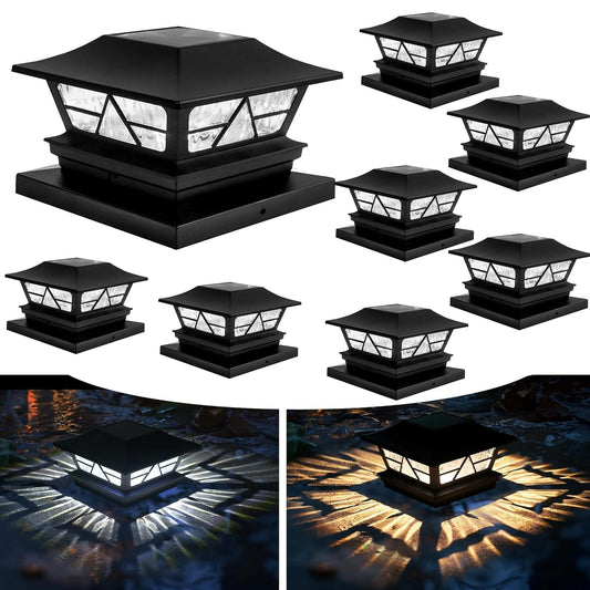 Rynx | Tw Shine 8 Pack Sun Outdoor Fence Post Light Sources, 2 Modes Post Cap Light Sources Waterproof Warm White/Cool White For Garden, Yard, Porch