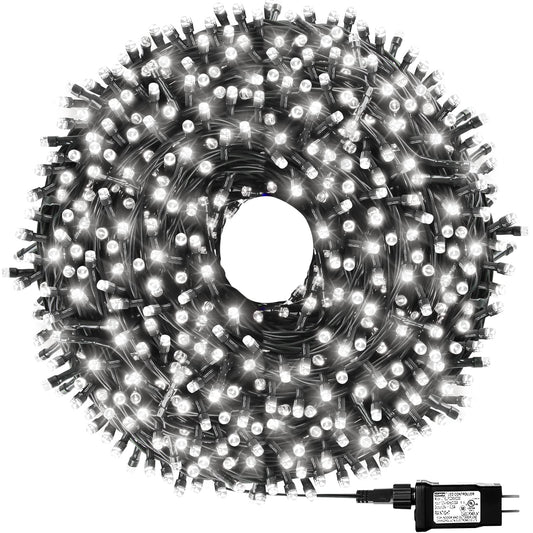 Rynx | Outylts 1000 Led 328Ft 8 Modes with Timer Christmas Light Sources Ip55 Outdoor Waterproof Ul Certified Indoor Fairy Light Sources Garden Terrace Wedding Christmas Tree Decorations White Light