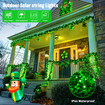 Rynx | Jmexsuss 100 LED Green Solar Christmas Lights, 10M, 8 Modes For Outdoor Garden Decor, 2 Pack