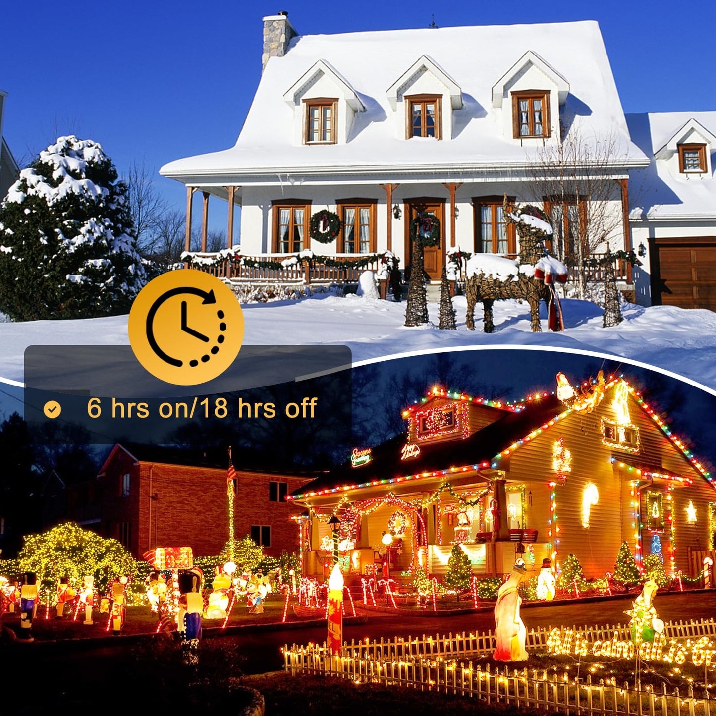 Rynx | Sauirs 197Ft 500 Led Warm White Christmas Light Strings, Water Resistant, 8 Modes, Timer, Indoor/Outdoor