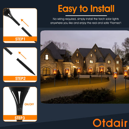 Rynx | Otdair 96 LED Solar Light - Waterproof Flaming Flame, 6 Pack for Garden & Farm