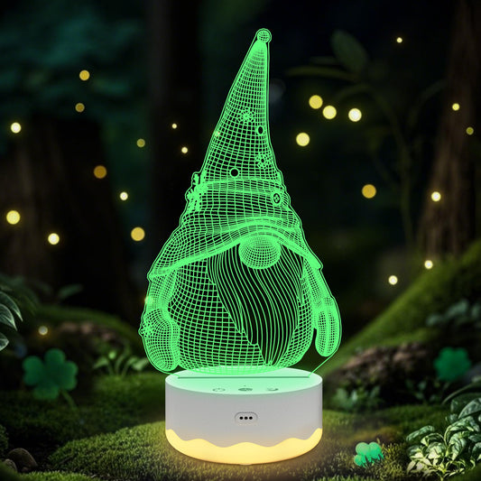 Rynx | Ammonite Gnome Gifts, Gnome Night Light 3D Optical Usb Led Lamp With Remote Control Touch 16 Colors Flashing Changing Timer St Patrick D