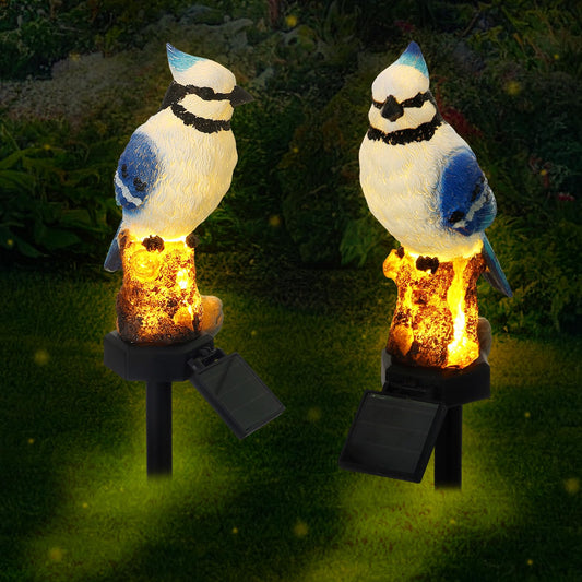 Rynx | Baquler 2 Pack Blue Jay Solar Lights Blue Jay Outdoor Decor Blue Butterfly Solar Light Bird Figure Garden Stake For Pathway Garden L