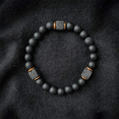 RYNX | Black Onyx and Lava Stone Cube Balance Bracelet