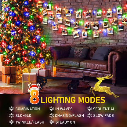 Rynx | Sauirs 197Ft 500 Led Multicolor Christmas Lights, Waterproof, 8 Modes, Timer - Indoor/Outdoor