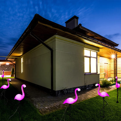 Rynx | Mudder Pink Flamingo Solar Lamps - 3 Pack Waterproof Garden Ornaments For Grass & Terrace Decor