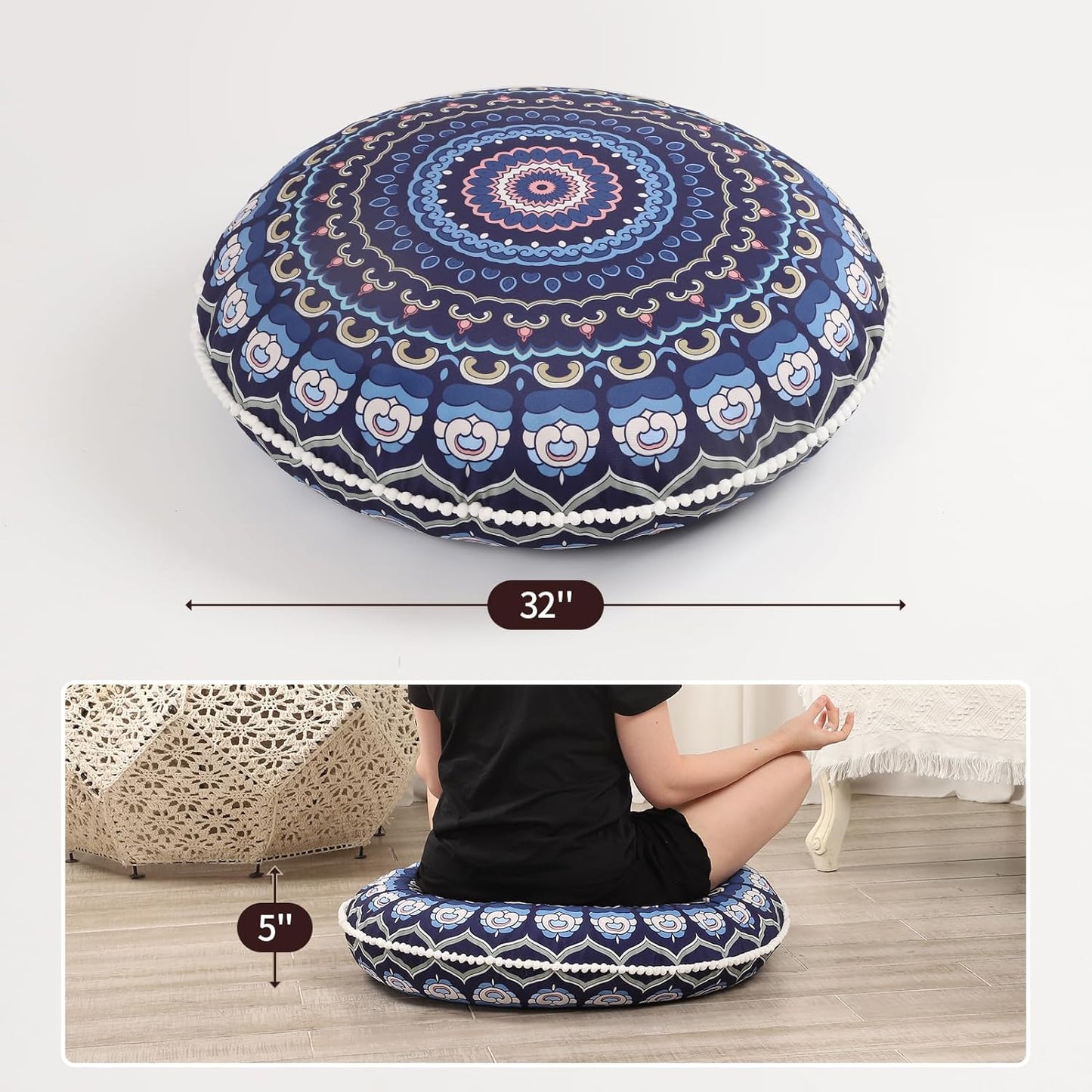 RYNX | Large Meditation Cushion with Memory Foam (81 cm)