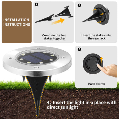 Rynx | Solpex 20 Pack Solar Lights for Ground, Waterproof Warm White Landscape Lighting for Path & Patio