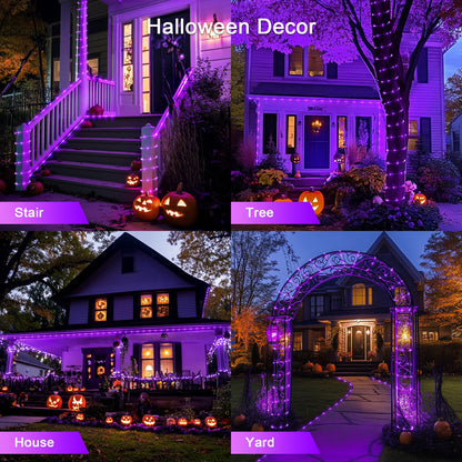 Rynx | Potive 200 LED Purple Christmas Lights - 20 M Battery Operated Waterproof for Outdoor Decoration
