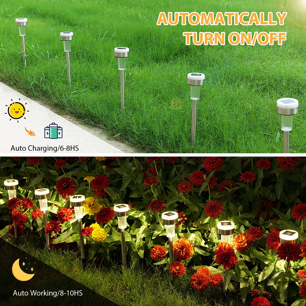 Rynx | Twinsluxes 16 Pack Solar Path Lights - Waterproof LED Double Lights For Garden & Walkway