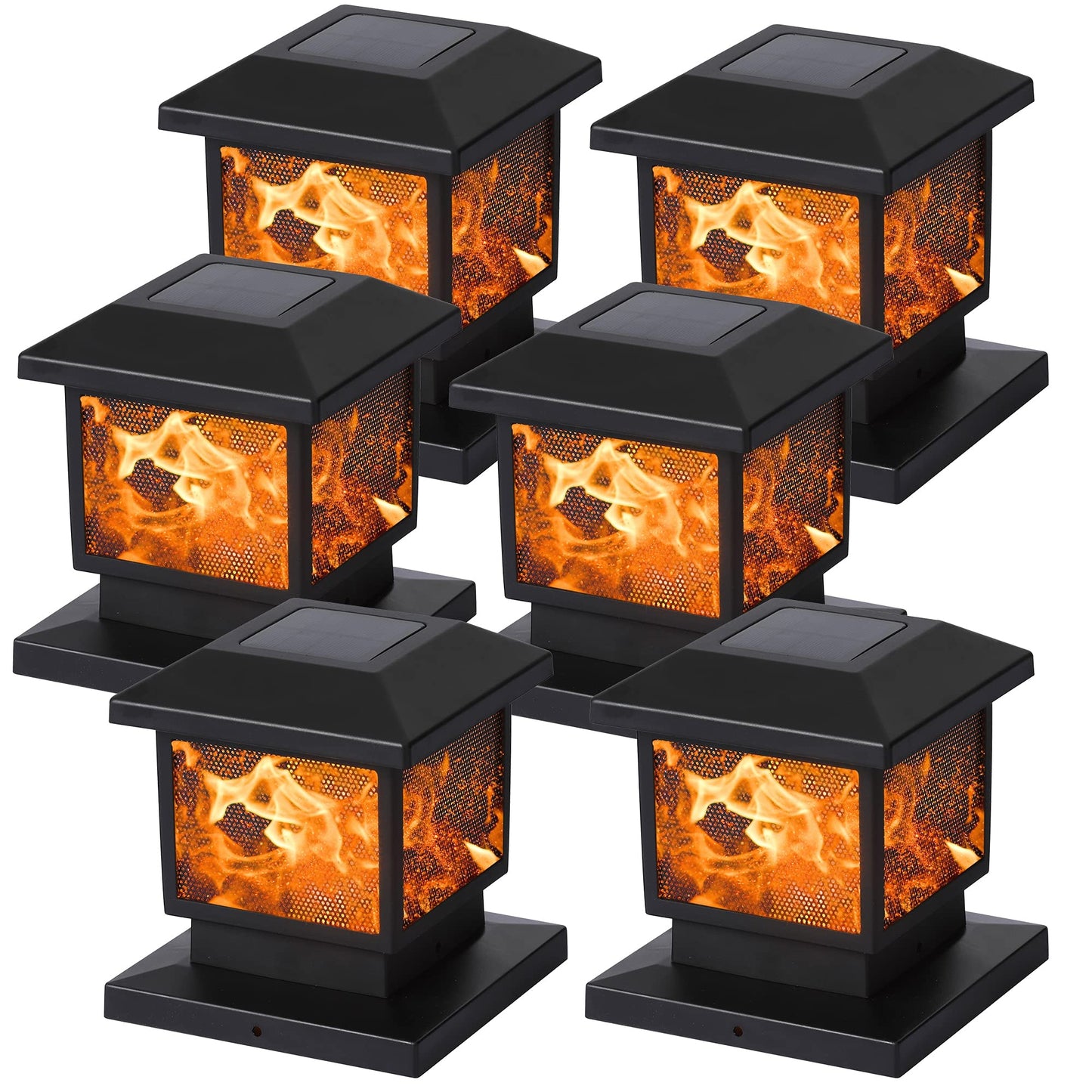 Rynx | Maggift Solar Flame Post Lights, 6 Pack Outdoor Led Cap Lights For 4X4, 5X5, 6